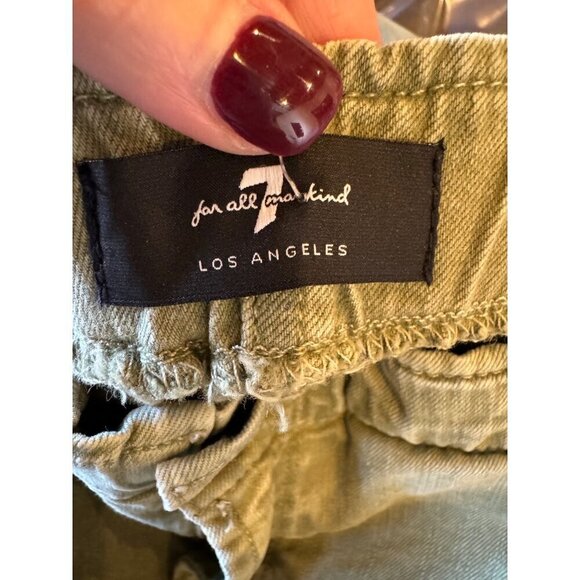 7 For All Mankind Jeans‎ Women 25 Green Denim Elastic Waist Straight Leg Ankle - Picture 9 of 11